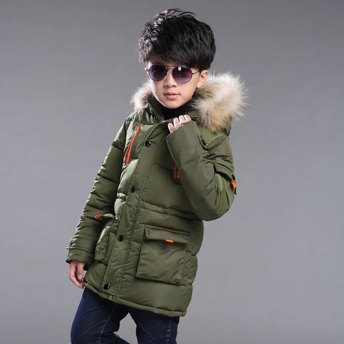 Casaco de Inverno Infantil com Capuz e Gola de Pelo | Meninos e Meninas