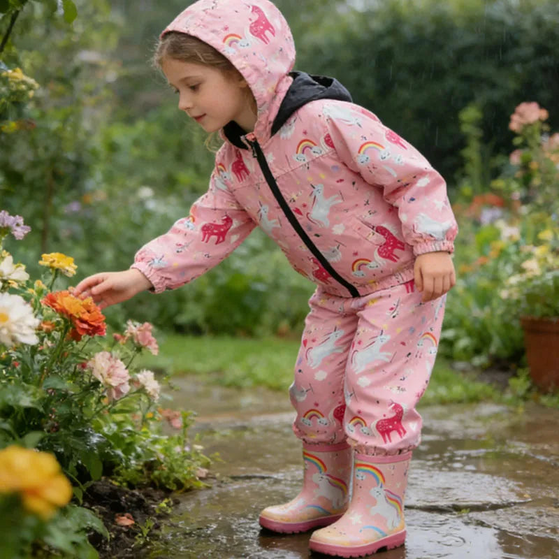 Capa de Chuva Infantil com Dinossauro | Conjunto Casaco + Calças