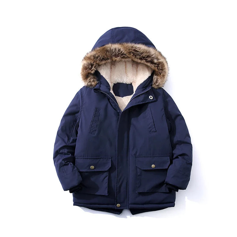 Casaco de Inverno Infantil com Capuz e Gola de Pelo | Meninos e Meninas