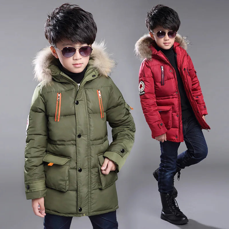 Casaco de Inverno Infantil com Capuz e Gola de Pelo | Meninos e Meninas