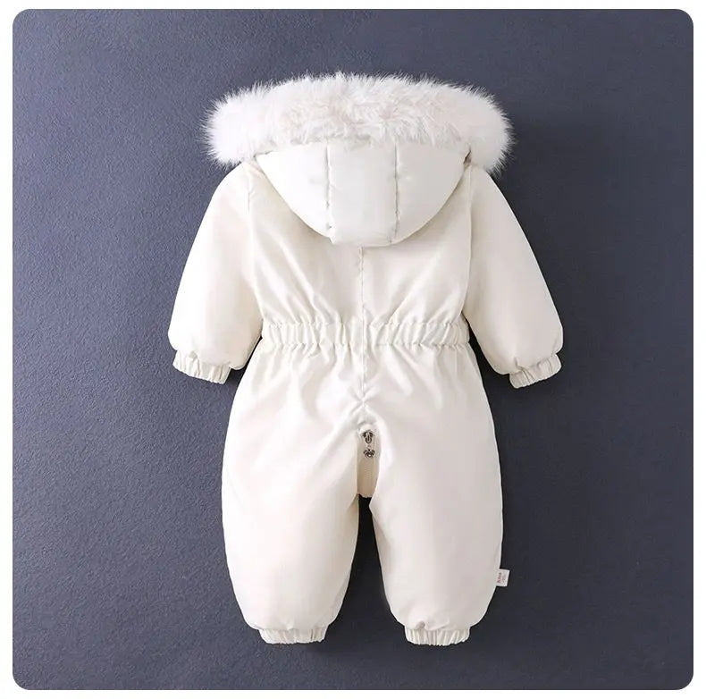 Children Winter Overalls Waterproof Hooded Girl Down Jacket Baby Boy Warm Jumpsuit Toddler Girl Faux Fur Ski Suit Kids Snowsuit