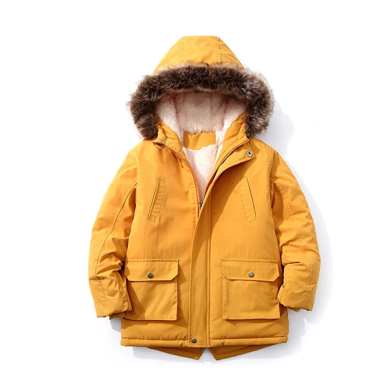Casaco de Inverno Infantil com Capuz e Gola de Pelo | Meninos e Meninas