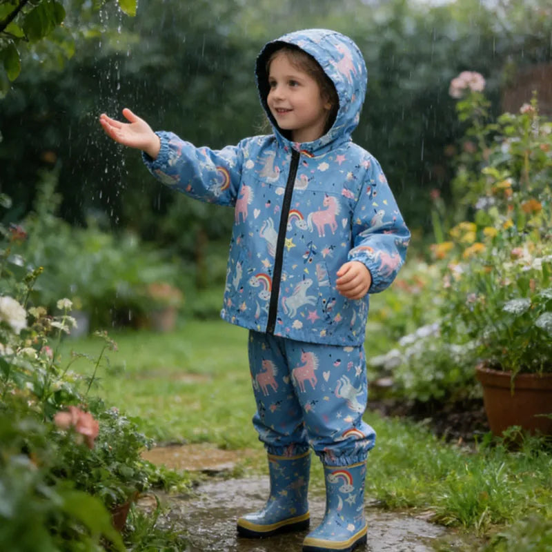 Capa de Chuva Infantil com Dinossauro | Conjunto Casaco + Calças
