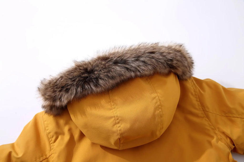 Casaco de Inverno Infantil com Capuz e Gola de Pelo | Meninos e Meninas