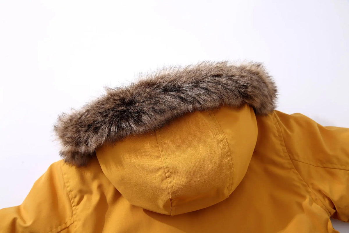 Casaco de Inverno Infantil com Capuz e Gola de Pelo | Meninos e Meninas