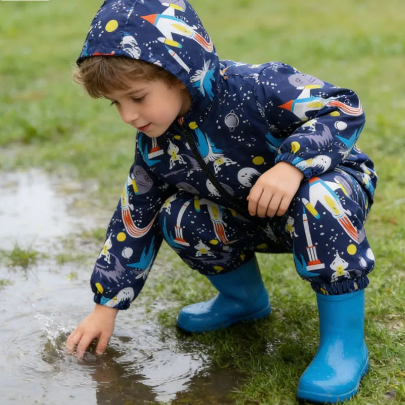Capa de Chuva Infantil com Dinossauro | Conjunto Casaco + Calças