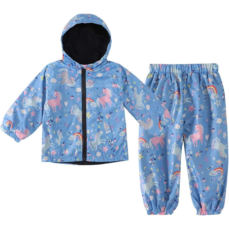 Capa de Chuva Infantil com Dinossauro | Conjunto Casaco + Calças