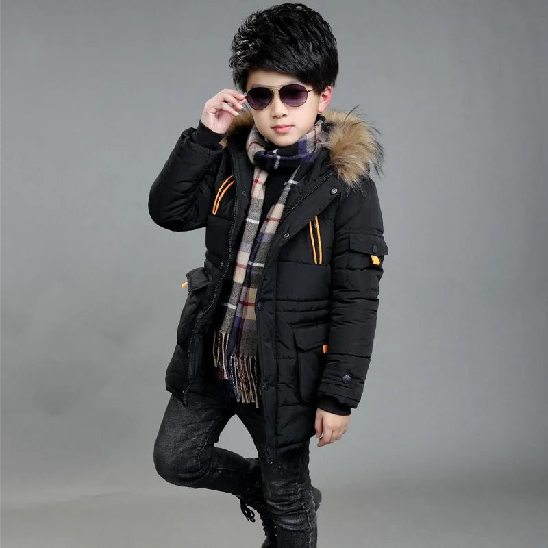 Casaco de Inverno Infantil com Capuz e Gola de Pelo | Meninos e Meninas