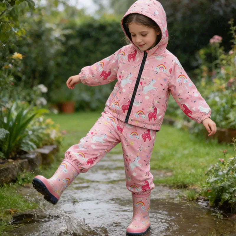 Capa de Chuva Infantil com Dinossauro | Conjunto Casaco + Calças