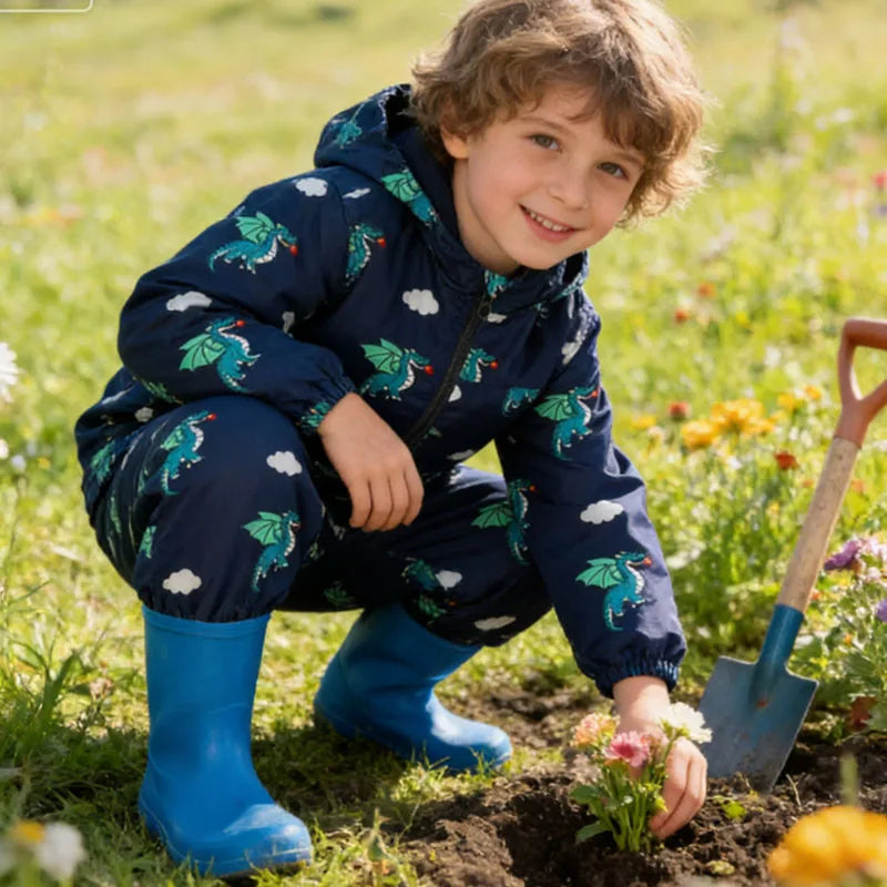 Capa de Chuva Infantil com Dinossauro | Conjunto Casaco + Calças