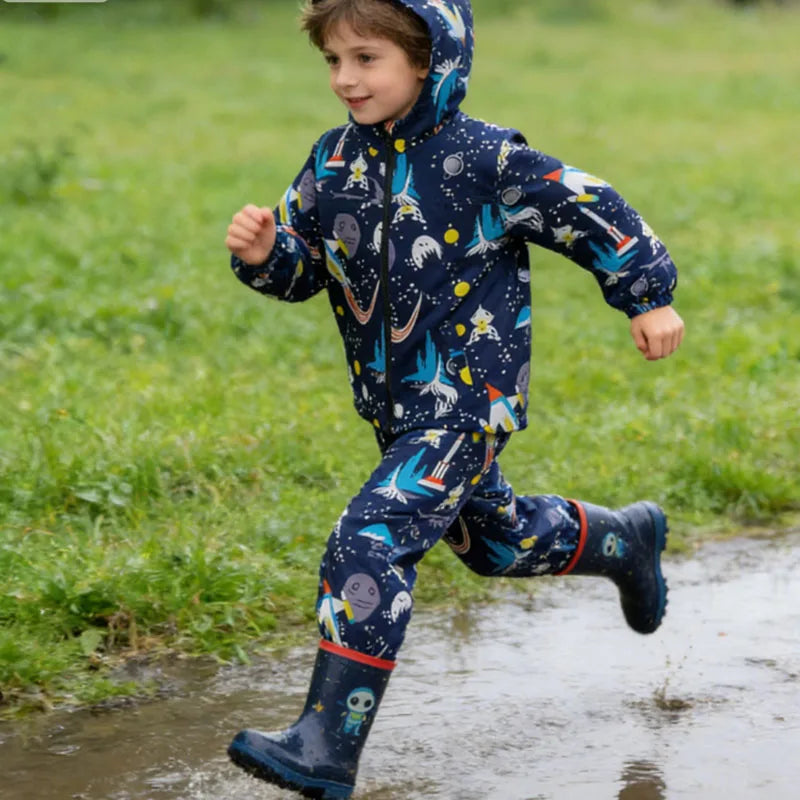 Capa de Chuva Infantil com Dinossauro | Conjunto Casaco + Calças