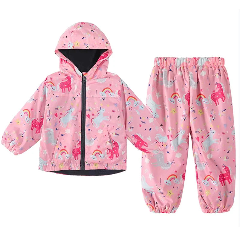 Capa de Chuva Infantil com Dinossauro | Conjunto Casaco + Calças
